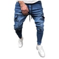 thumbnail image 1 of Men Cargo Joggers Casual Drawstring Waist Tapered Fit Stretch Pants with Multiple Pockets for Everyday Wear, 1 of 5