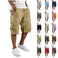thumbnail image 1 of Men Cargo Joggers Trousers Elastic Waist Drawstring Multi-Pockets Loose Straight Leg Breathable Quick Dry Lightweight Stretchy Hiking Work Outdoor Active | AKLJWH,Purple S, 1 of 7