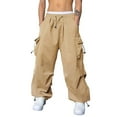 thumbnail image 1 of Men Cargo Pants Big & Tall Men's Casual Cargo Pants Drawstring Hiking Pants Workout Joggers Sweatpants for Men Sweatpants for Men with Pockets and Drawstring, 1 of 8