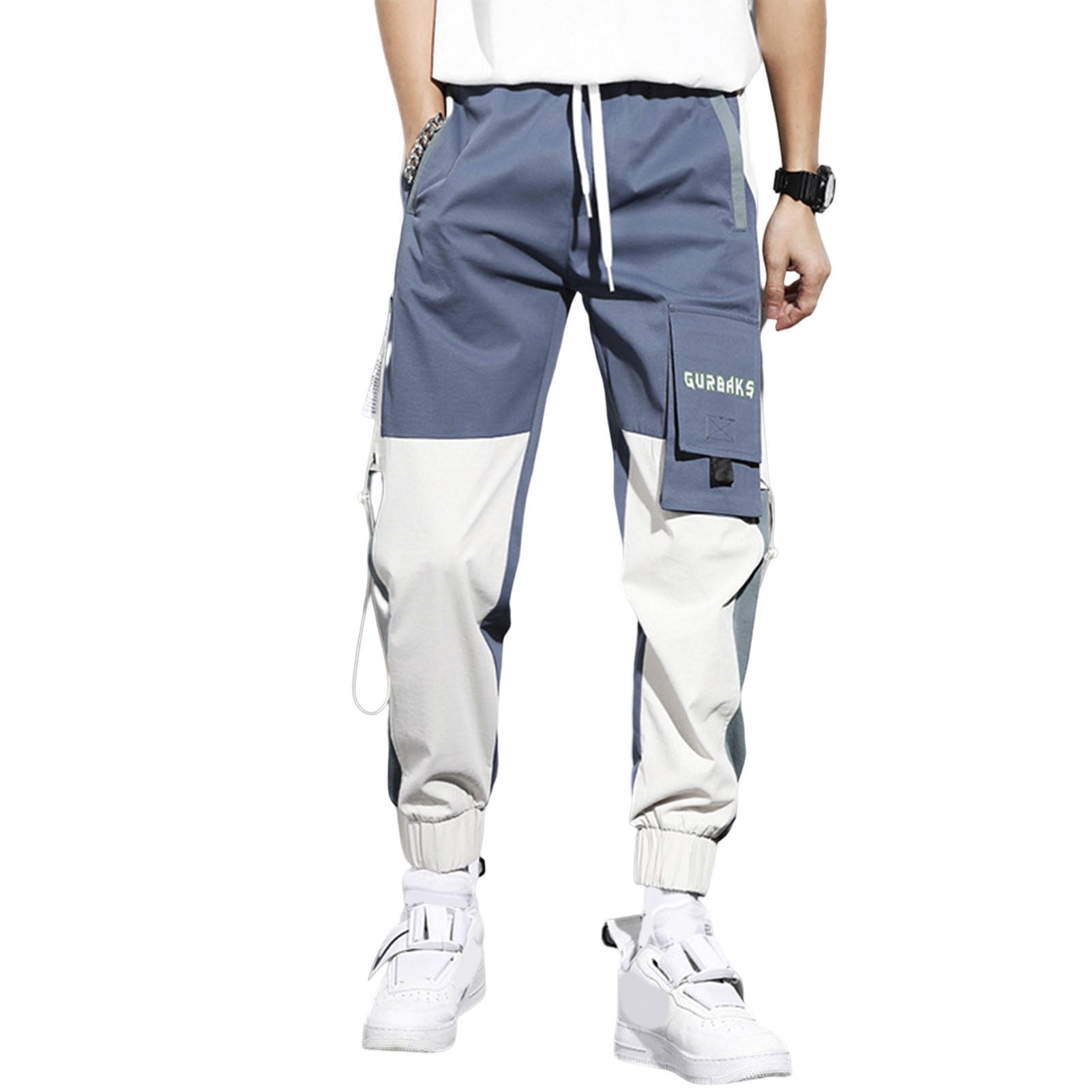 Block Pocket Patchwork Cargo Joggers Men New Streetwear Hip Hop Letter  Print Harem Pants Mens Casual Trousers Sweatpants Size: Asian size XL,  Color: W157 - 48