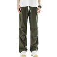 thumbnail image 1 of Men Cargo Pants Loose Wide Leg Drawstring Elastic Waist Loose Solid Color Quick Dry Thin Multi Pockets Sport Daily Wear Full Length Trousers, 1 of 8