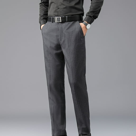 Men Cargo Pants Men's Stretch Dress Pants Slim Fit Skinny Suit Pants Classic Fit Expandable Waist Flex Flat Front Straight Fit Pant Comfort Waistband Pant Formal Pants Wrinkle Free Trousers