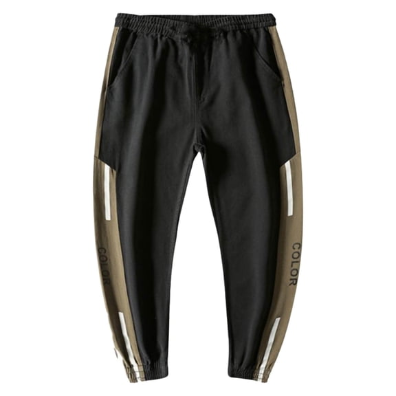 Men Cargo Pants Pockets Casual Joggers Utility Workwear Style Elastic Straight Leg Lightweight Athletic Workout Pants Black M