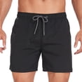 thumbnail image 1 of Men Cargo Pants Pockets Lightweight Beach Vacation Shorts Plain Drawstring Elastic Waist Athletic Shorts with Storage Bag, 1 of 7