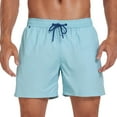 thumbnail image 1 of Men Cargo Pants Pockets Lightweight Beach Vacation Shorts Plain Drawstring Elastic Waist Athletic Shorts with Storage Bag, 1 of 7