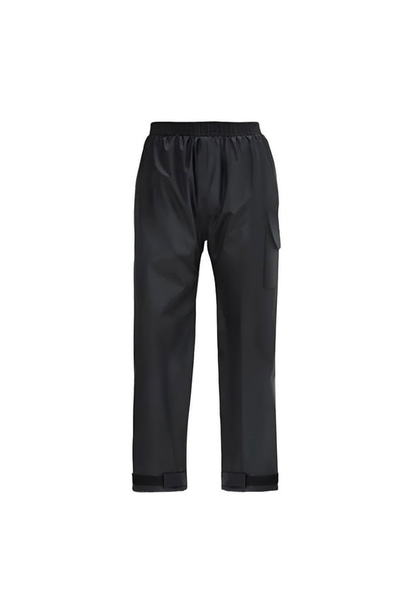 Men Cargo Pants Pockets Waterproof Rain Pants Bottom Half Ultra Thin Breathable Double Layer One Pocket Straight Leg Lightweight Black XXXL