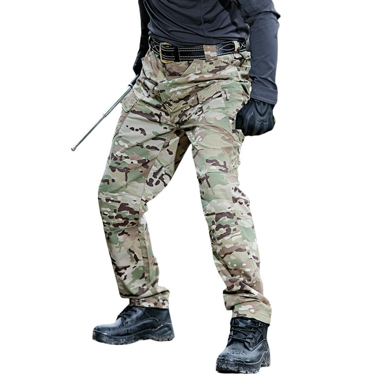Men Cargo Pants Solid Snakeskin Print Trousers with Pockets