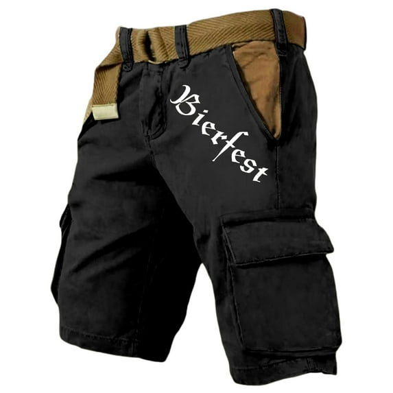 Men Cargo Pants Summer Loose Multiple Pocket Shorts Casual Comfortable Breathable Sports Shorts Black L
