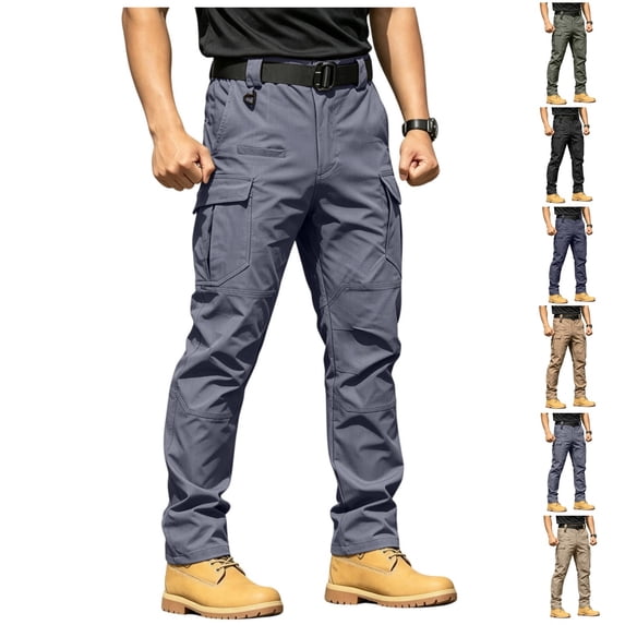 Men Cargo Pants Tactical Work Trousers Multi Pockets Travel Camping Outdoor Stretch Waterproof Pants for Hiking