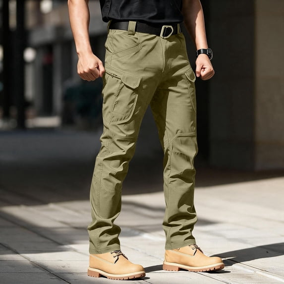 Men Cargo Pants Wear Resistant Multi Pocket Outdoor Trousers Lightweight Straight Leg Water Repellent Work and Hiking Activities Pant Army Green XXL