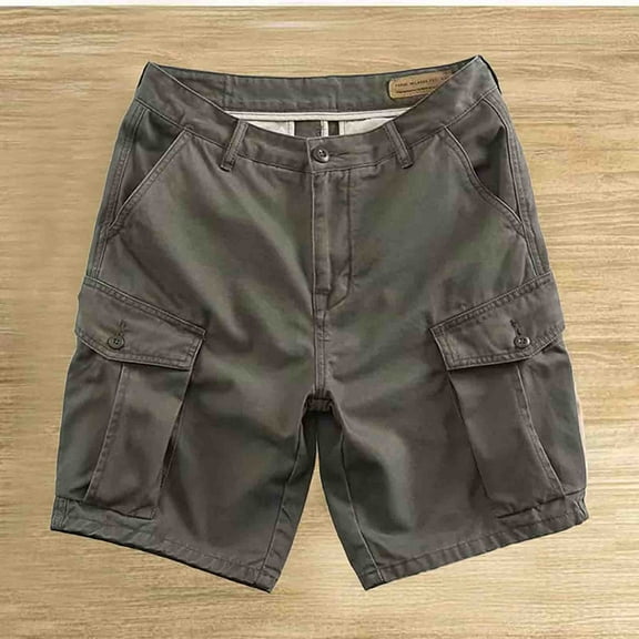 Men Cargo Shorts Casual Quarter Pants With Pocket Summer Shorts Grey M