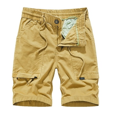 Men Cargo Shorts Drawstring Elastic Waist Stretch Shorts Summer Hiking Sports Work Utility Shorts With Multi-Pockets