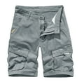 thumbnail image 1 of Men Cargo Shorts Stretch Waist Travel Outdoor Stretchy Cargo Shorts Casual Below Knee Camo Cargo Shorts for Men,Grey,32, 1 of 3