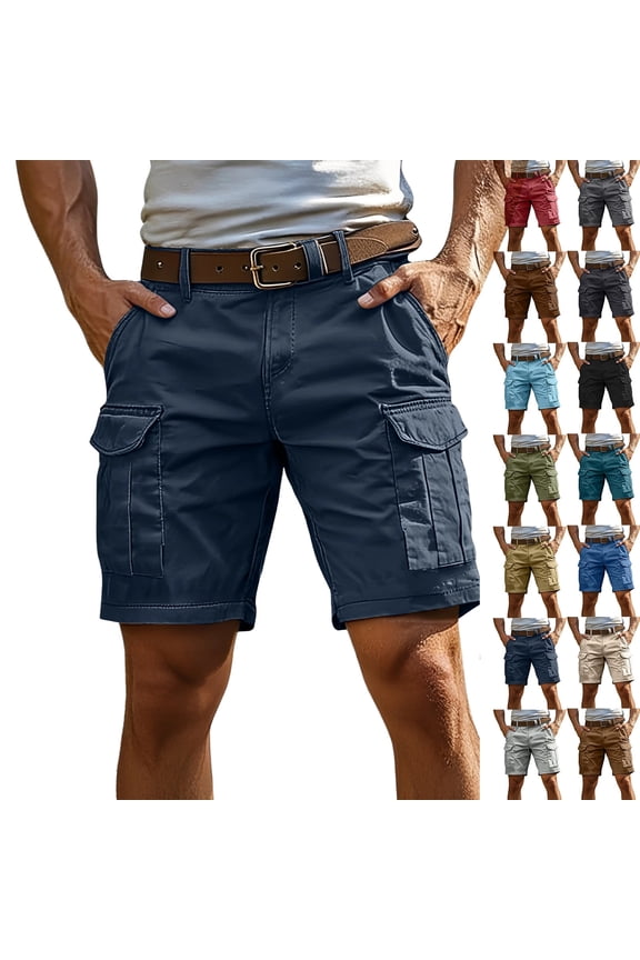Men Cargo Shorts for Men Ripstop Water Resistant Stretch Work Pants Tactical Camping Short Pants with Multi-Pocket,S,#03 Navy