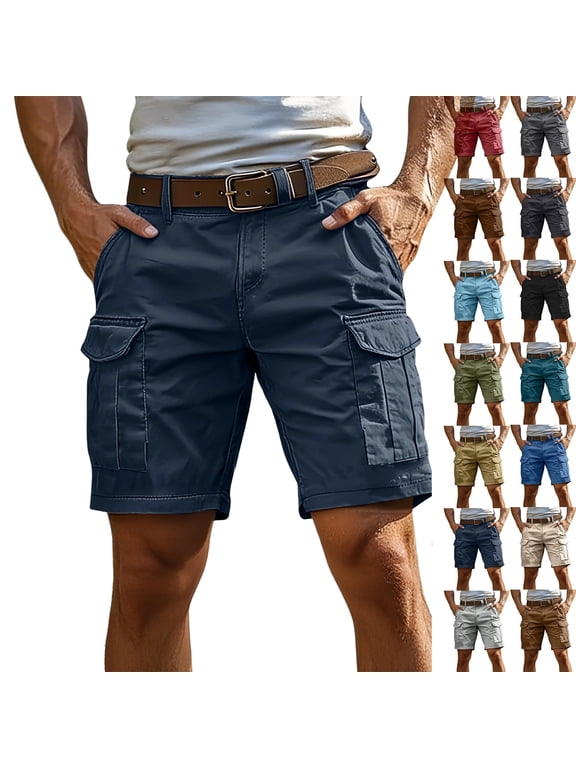 Men Cargo Shorts for Men Ripstop Water Resistant Stretch Work Pants Tactical Camping Short Pants with Multi-Pocket,S,#03 Navy