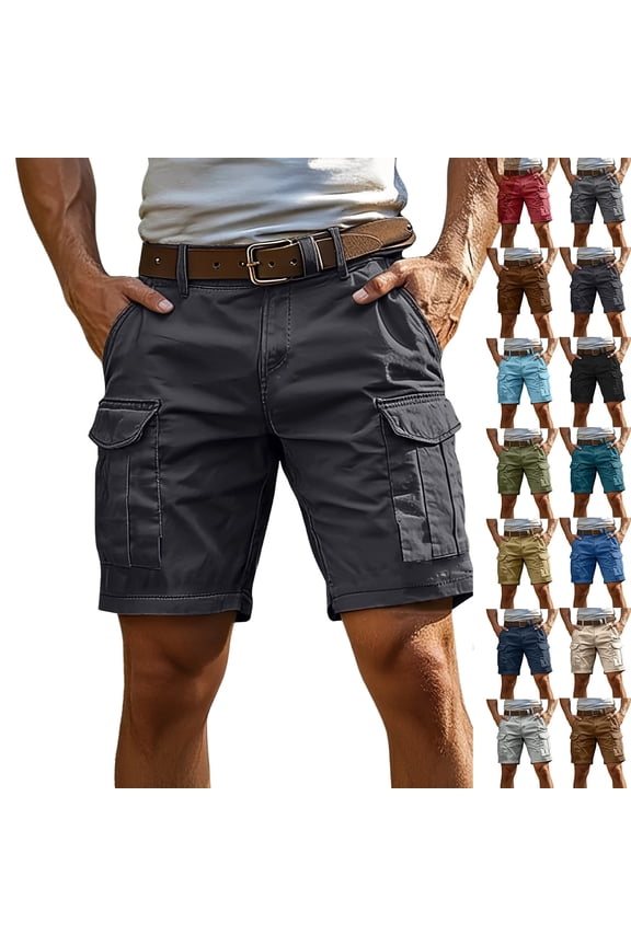 Men Cargo Shorts for Men Ripstop Water Resistant Stretch Work Pants Tactical Camping Short Pants with Multi-Pocket,XXL,#03 Dark Gray