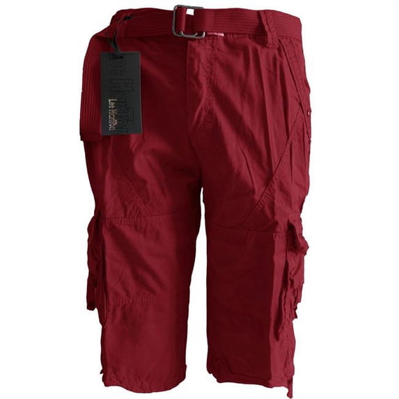 Men Cargo Shorts with Belt - Wine, Case of 24