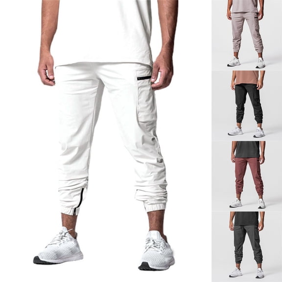 Men Cargo Sweatpants Open Bottom Fleece Drawstring Cargo Sweatpants For Men With Pockets Grey S