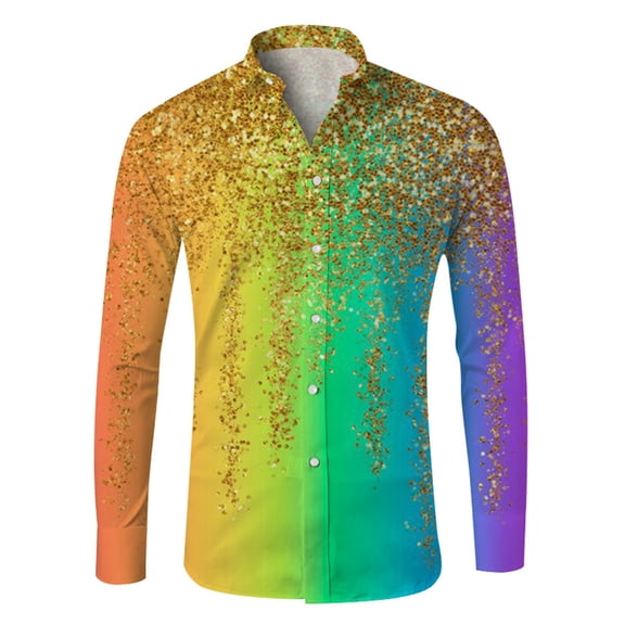 Men Carnival Long Sleeve Shirt Autumn Casual 3D Printing Hawaii Soft Polyester Long Sleeve Button