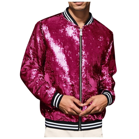 Men Carnival Sequin Striped Jacket Casual Trendy Comfortable Loose Characteristic Sports Jacket