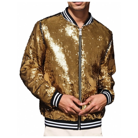 Men Carnival Sequin Striped Jacket Casual Trendy Comfortable Loose Characteristic Sports Jacket