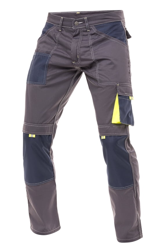 Men Carpenter Pants Heavy Duty Trousers Cordura Knee Pad Reinforced Utility Pockets Painter Pants Gray W38-L30