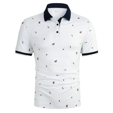 Men Casual All Over Print Polo Short Sleeve Men Polo Shirts S (36)
