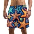 Men Casual Beach Shorts Lightweight and Breathable, Sea Star Pattern