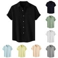 thumbnail image 1 of Men Casual Button Down Shirt Cotton Short Sleeve Camp Shirt Classic Fit Cuban Collar Casual Daily Beach Vacation Summer Streetwear Father's Day | Zenithor,Black L, 1 of 9