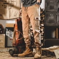 thumbnail image 1 of Men Casual Cargo Joggers Elastic Waist Pants Sweatpants Sports Workout Trousers, 1 of 8