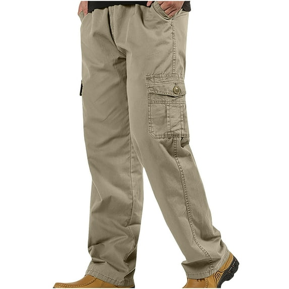 Men Casual Cargo Pants Multi Pocket,Baggy Cargo Pants for Men Relaxed Fit Long Pant,Men Casual Solid Multiple Pockets Outdoor Straight Type Fitness Pants Cargo Pants Trousers