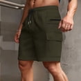 thumbnail image 1 of Men Casual Cargo Shorts 9 Inch Elastic Waist Loose Fitting Sweat Shorts Zipper Outdoor Hiking Drawstring Shorts, 1 of 6