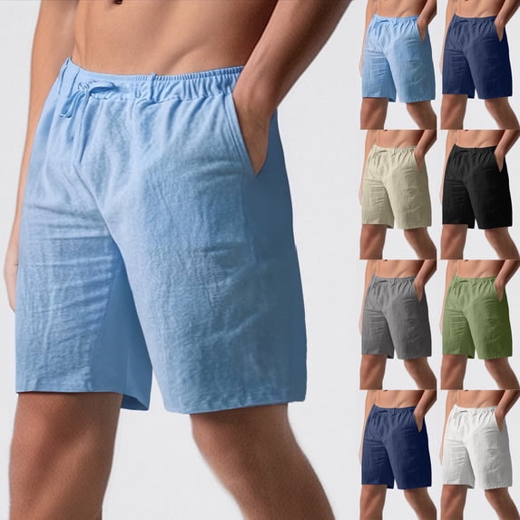 Men Casual Cargo Shorts Half Pants Elastic Waist Drawstring Straight Loose Fit Quick Dry Lightweight Breathable Summer Gym Workout Running Travel | AKLJWH,Black L