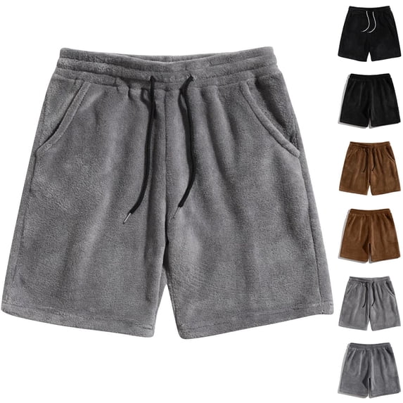 Men Casual Comfy Pocket Shorts Pants Joggers, Elastic Waist Drawstring Solid, Quick Dry Breathable Lightweight Stretchy, for Running Beach Vacation Daily Wear, Summer | AKLJWH,Gray M