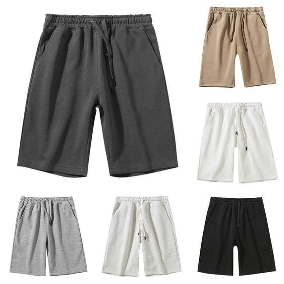 Men Casual Cotton Shorts, Sports Joggers, Elastic Waist Drawstring Straight Leg, Quick Dry Lightweight Breathable, for Gym Workout Running Daily Wear, Summer | AKLJWH,Silver M
