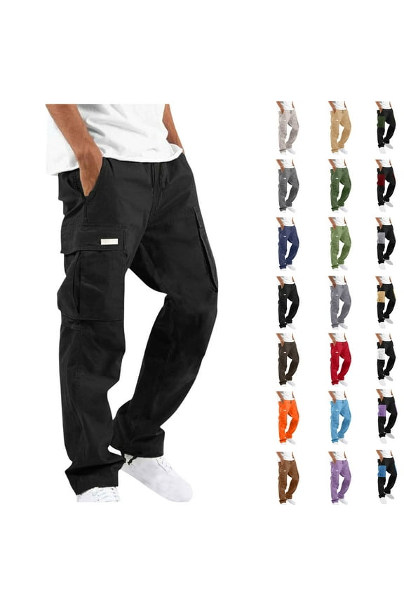 Men Casual Drawstring Elastic Waist with Pocket Trousers Sports And Leisure Running Fast Drying Loose And Breathable Solid Color Drawstring Outdoor Fitness Pants Loose Straight Pants