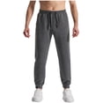 thumbnail image 1 of Men Casual Elastic Waist Solid Long Trousers Comfort Fit Pants, 1 of 5