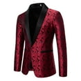 thumbnail image 1 of Men Casual Faddish Long Sleeve Carry Pockets Blazers Single-Breasted Jacket Red qILAKOG Size M, 1 of 4