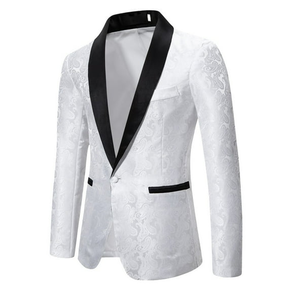 Men Casual Faddish Long Sleeve Carry Pockets Blazers Single-Breasted Jacket White qILAKOG Size XXL
