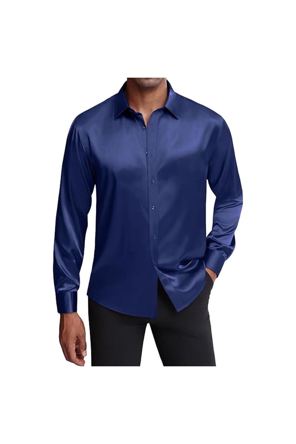 Men Casual Fashion Long Sleeve Bright Face Shirt Comfortable Stylish Wear Slim Fit Button Down Top Men's Lightweight Crewneck Tee Tops