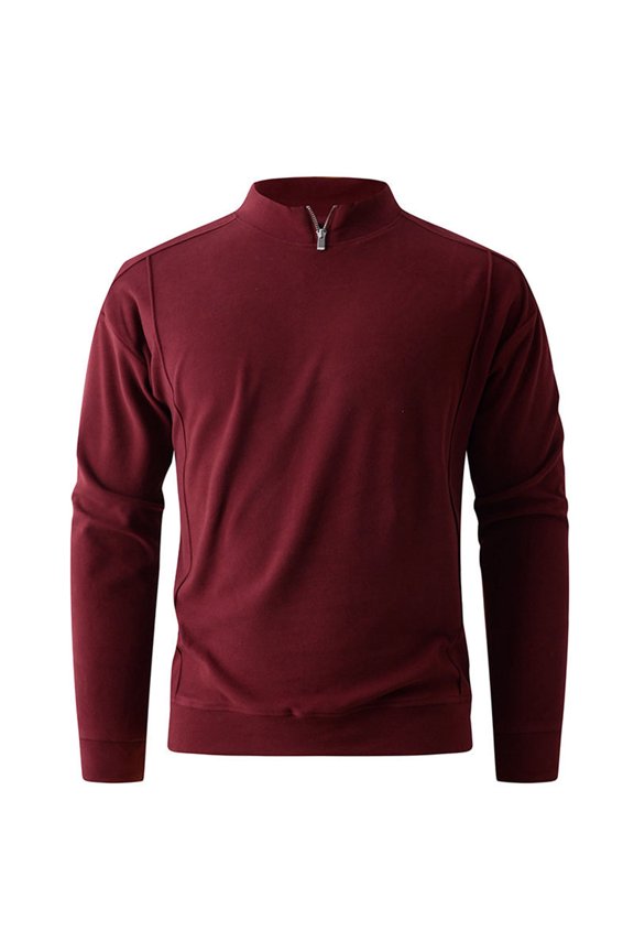 Men Casual Fashion Solid Color Warm Knitted Sweater Long Sleeves Rong Top
