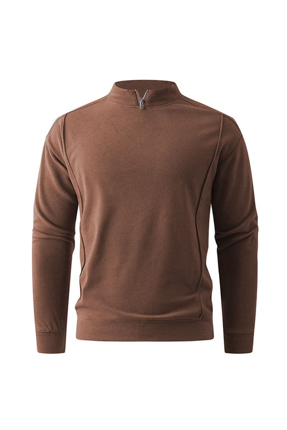 Men Casual Fashion Solid Color Warm Knitted Sweater Long Sleeves Rong Top