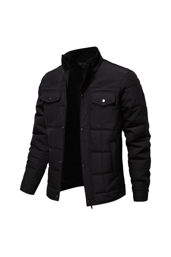 Men Casual Fashion Stand Up Collar Patchwork Jacket