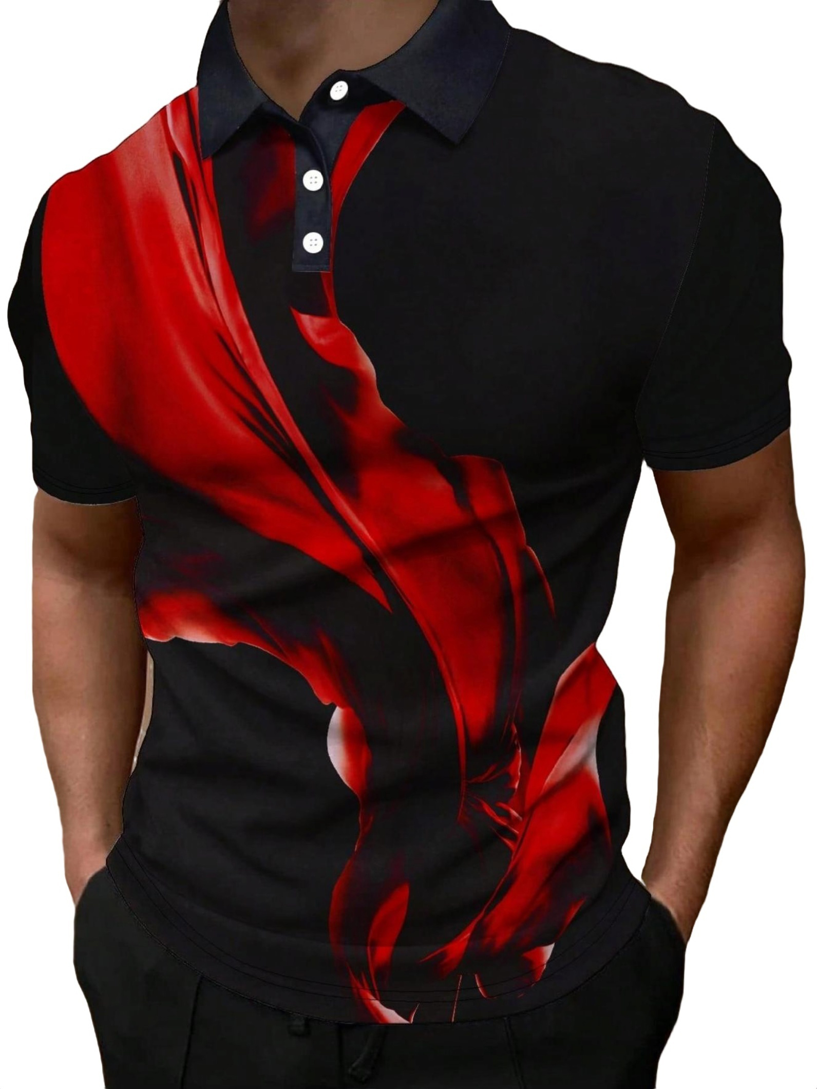 Men Casual Graphic Polo Short Sleeve Men Polo Shirts XXL (44)