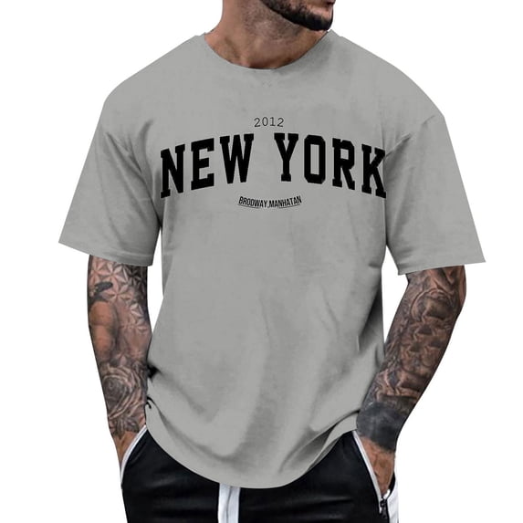 Men Casual Graphic T Shirt Fashionable Streetwear Top Everyday Wear, XXXL, Grey