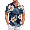 thumbnail image 1 of Men Casual Hawaiian Shirt Tropical Floral Print Beachwear Lightweight Breathable Shirts Top, 1 of 2