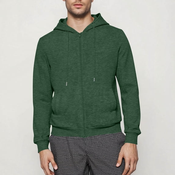Men Casual Hooded Cardigan Sweatshirt Zipper Pocket Coat