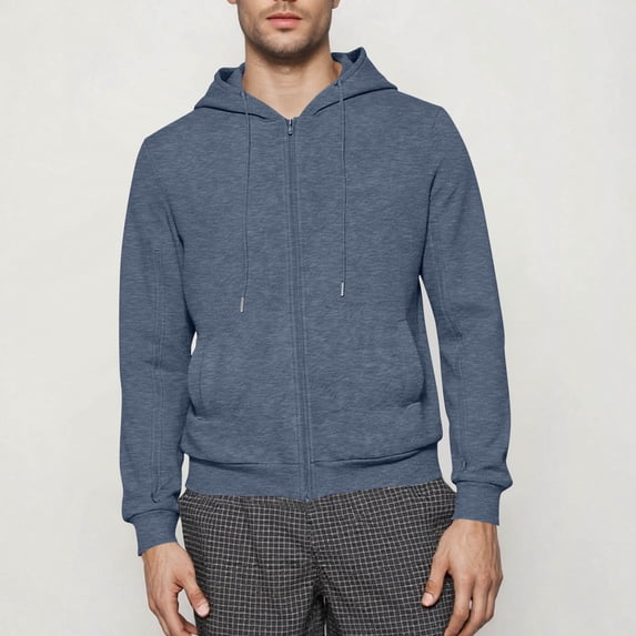 Men Casual Hooded Cardigan Sweatshirt Zipper Pocket Coat