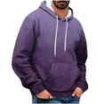 thumbnail image 1 of Men Casual Hoodies Loose Lightweight Long Sleeve Drawstring Hooded Sweatshirts Comfortable Outdoor Sports Daily Pullover Sweatshirt Purple M, 1 of 5