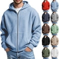 thumbnail image 1 of Men Casual Jacket Solid-Color Long-Sleeve Waffle-Weave Hoodie Sweatshirt With Pockets Simple and Comfortable for Any Season, 1 of 8